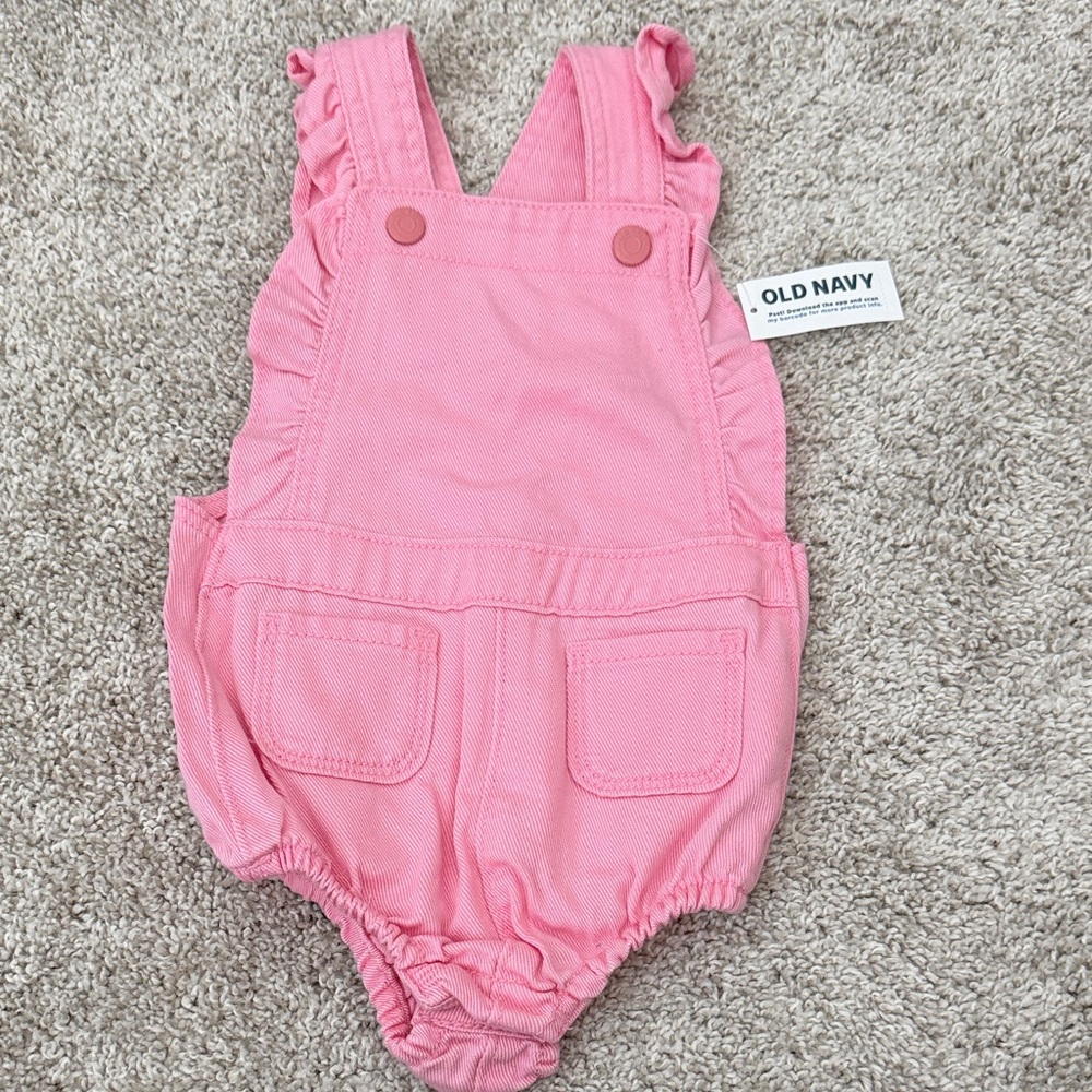 Old Navy Pink Ruffle Strap Baby Overalls